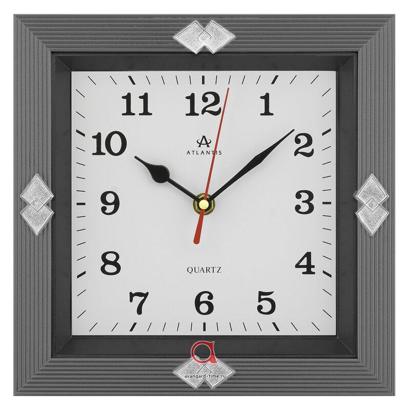 Часы настенные Atlantis квадрат 23,9х23,9см TLD-6050 gray**