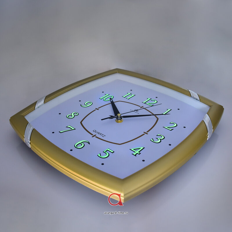 Часы настенные Atlantis квадрат 30,7х31см Светящиеся TLD-6212 gold**