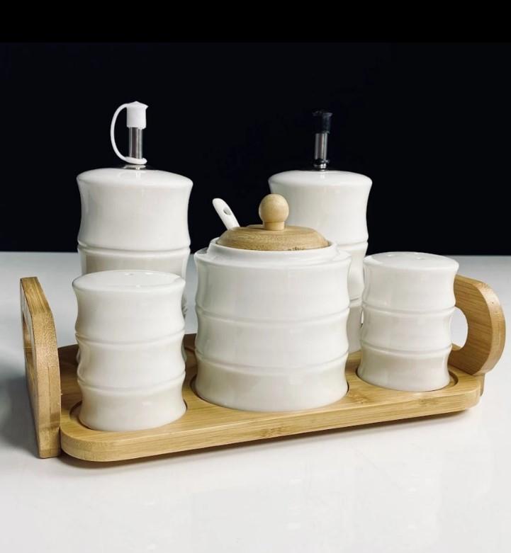 Набор д/специй фарфор 5 пред Lenardi Bamboo бамбук/подст под/уп (12шт) - 140-162