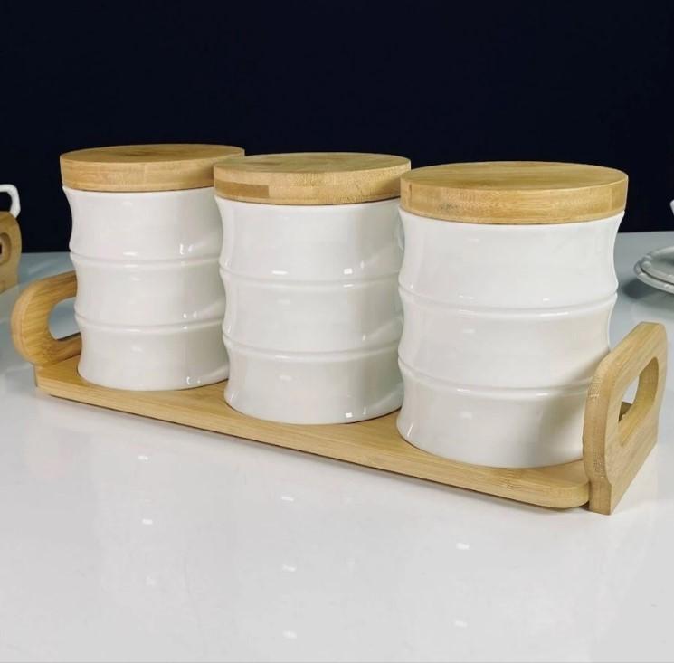 Набор банок фарфор 3 пред 900мл Lenardi Bamboo на подст под/уп (8шт) - 140-168