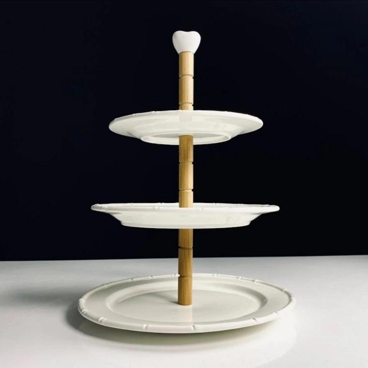 Фруктовница фарфор 3-х ярус BAMBOO Lenardi под/уп (10шт) - 140-170