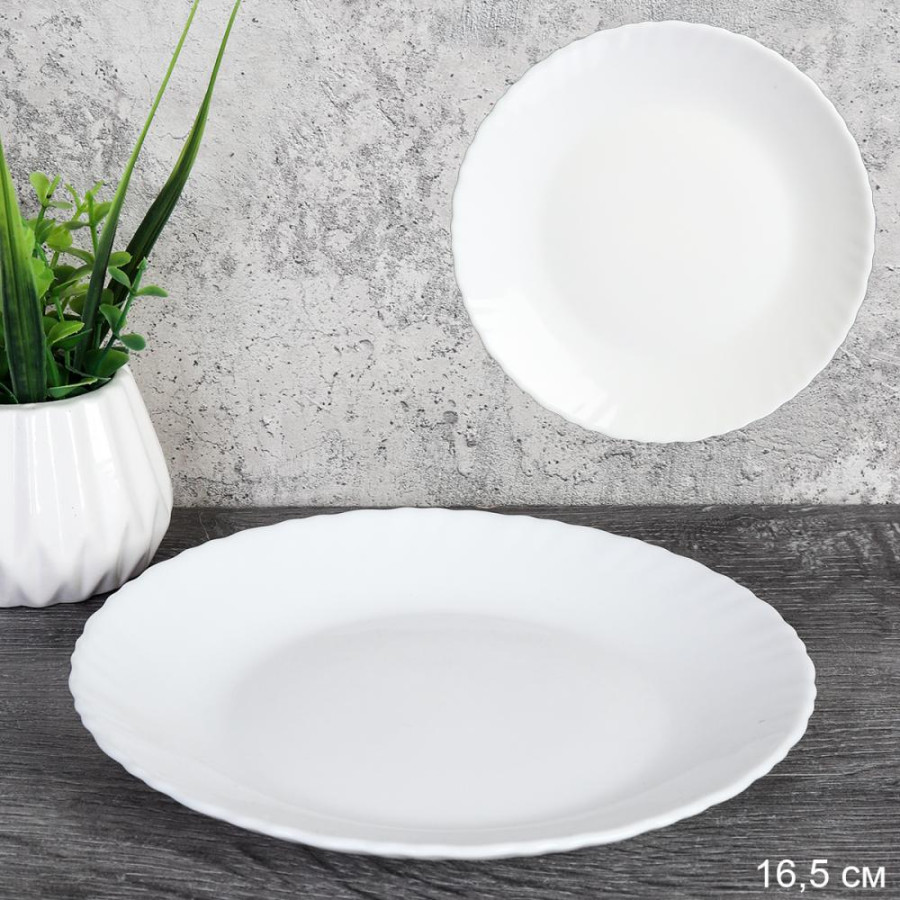Тарелка стеклокерам 16,5см Классика белый LHP-65 (6/96шт) - 747858
