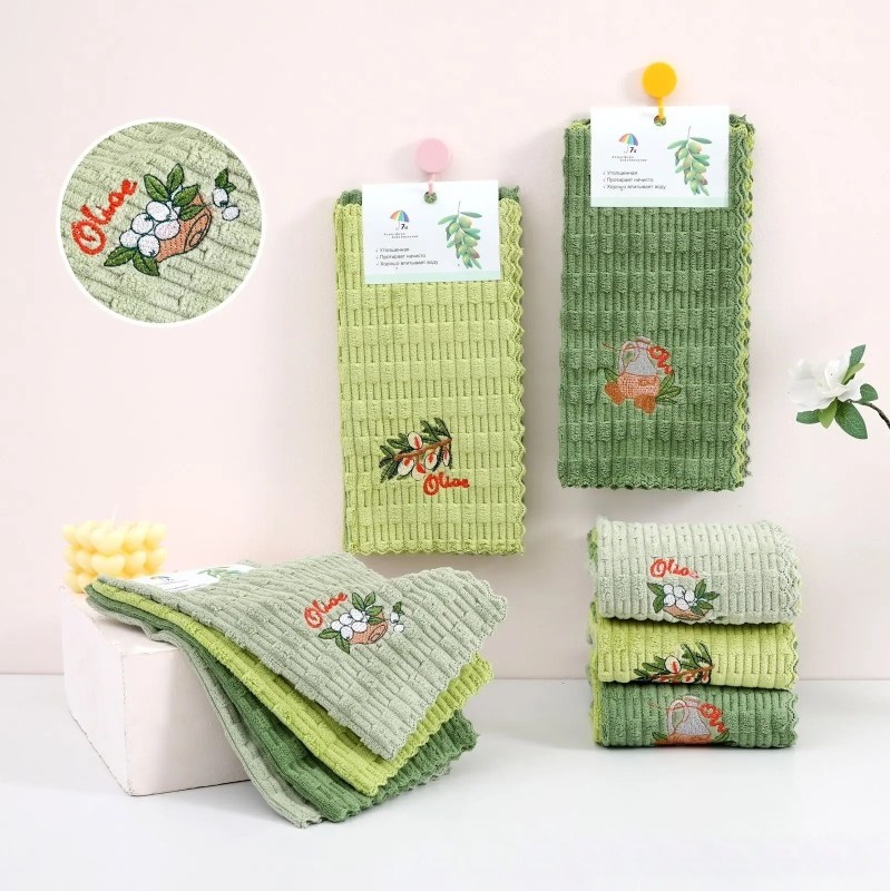 Салфетка микрофибра (4шт) 30*30см оливк. (1шт) - 45614573