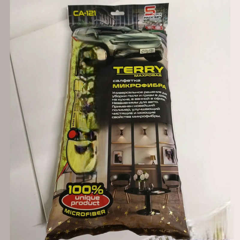Салфетка микрофибра 30*30см (5шт) TERRY CA-121 (80шт) - (121)