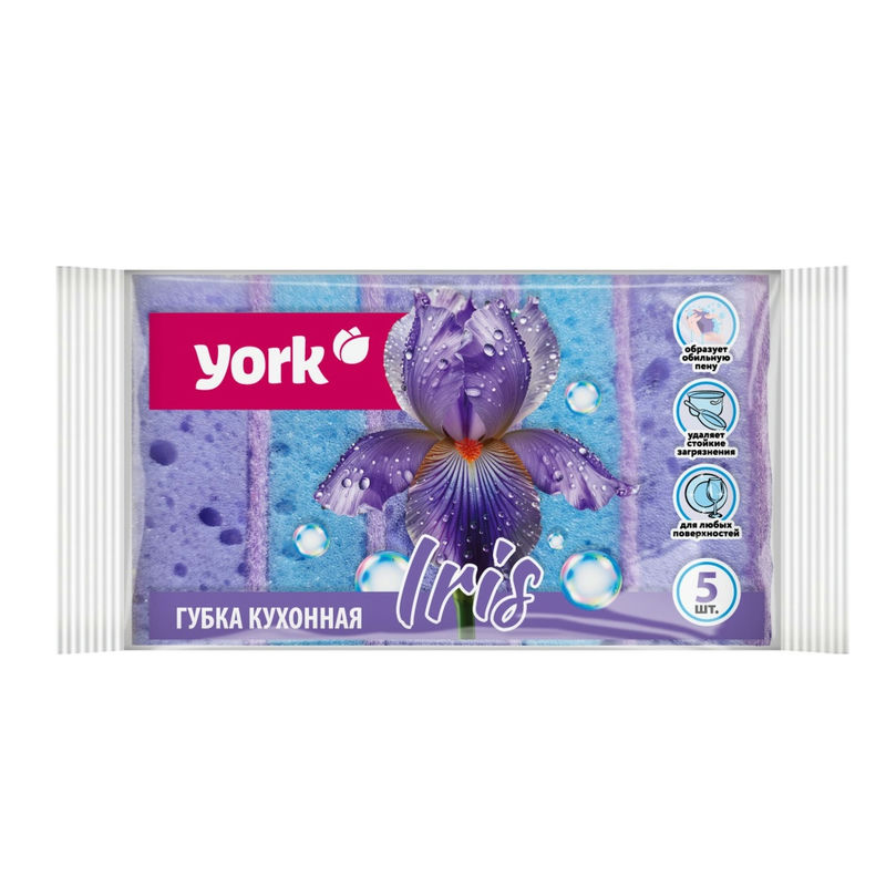 Губки д/посуды 5шт Ирис крупнопористые YORK (28шт) - 032970