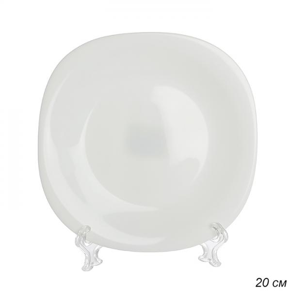 Тарелка стеклокерам 20см квадр белая FP-80XN (WHITE) (6/48) - 651102