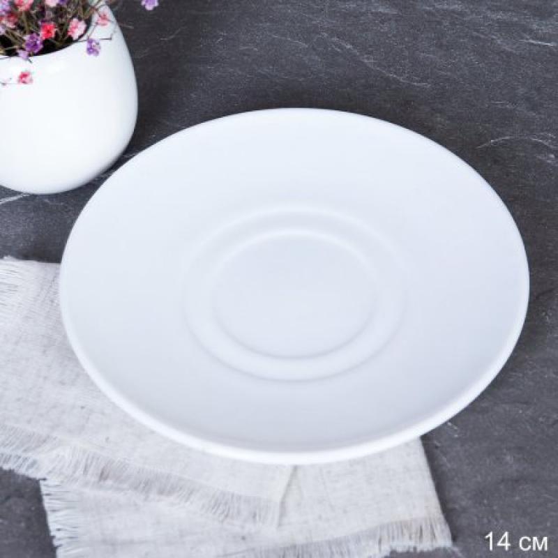 Блюдце стеклокерам 14см GD55 (WHITE) (6/72шт) - 719313