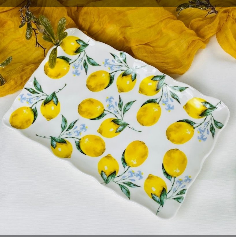 Блюдо фарфор 30,5*20*3см прямоуг ЛИМОНЫ Lenardi под/уп (16шт) - 305-502