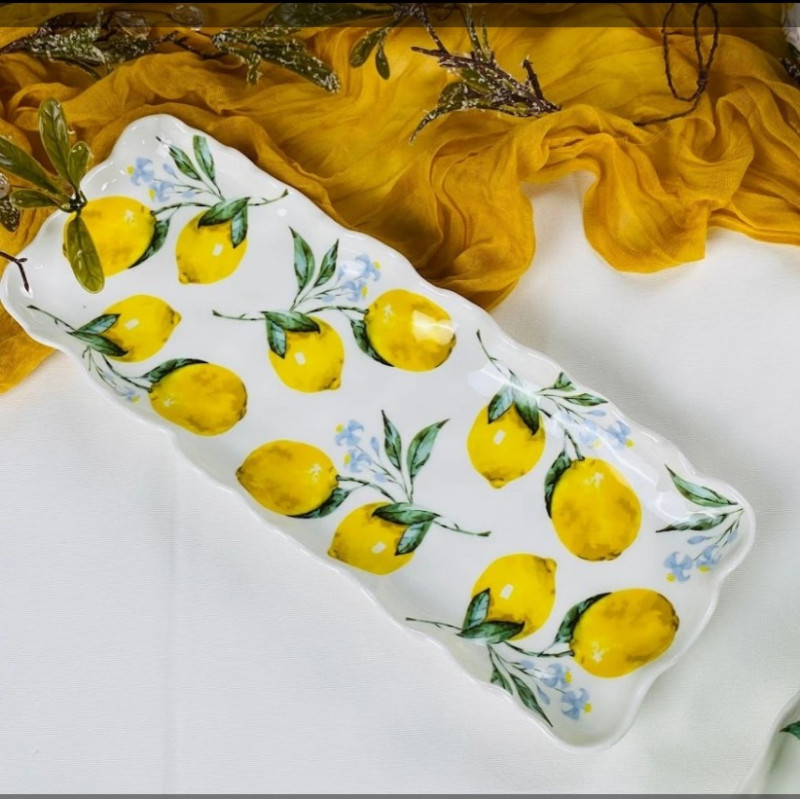 Блюдо фарфор 33*13*3см прямоуг ЛИМОНЫ Lenardi под/уп (12шт) - 305-503