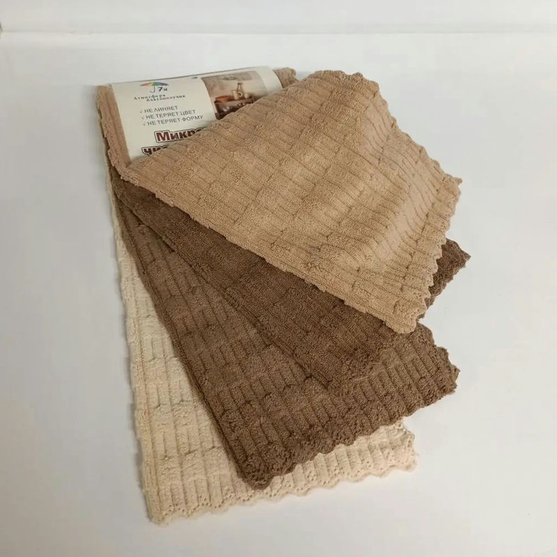 Салфетка микрофибра (4шт) 30*30см беж, корич (1шт) - 45614600
