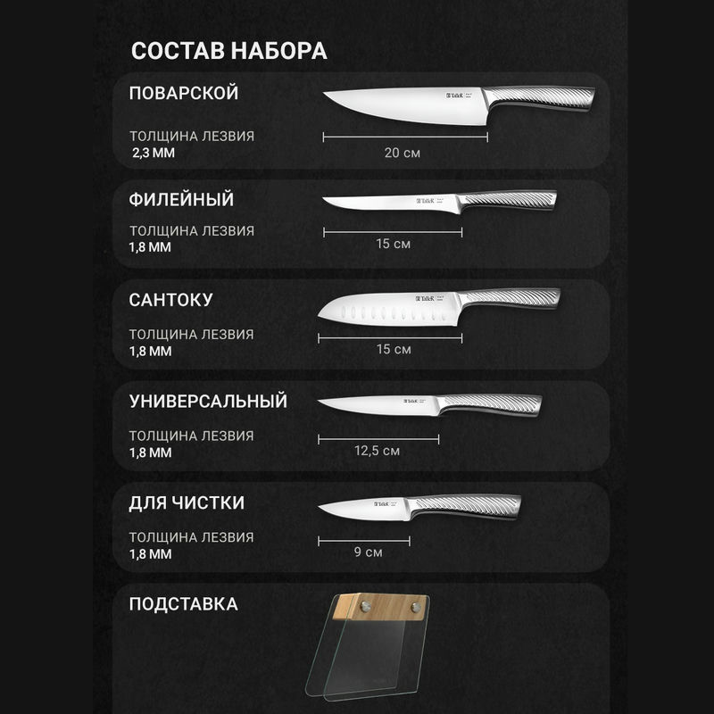 Набор ножей 6 пред TalleR на подст (2шт) - TR-22040