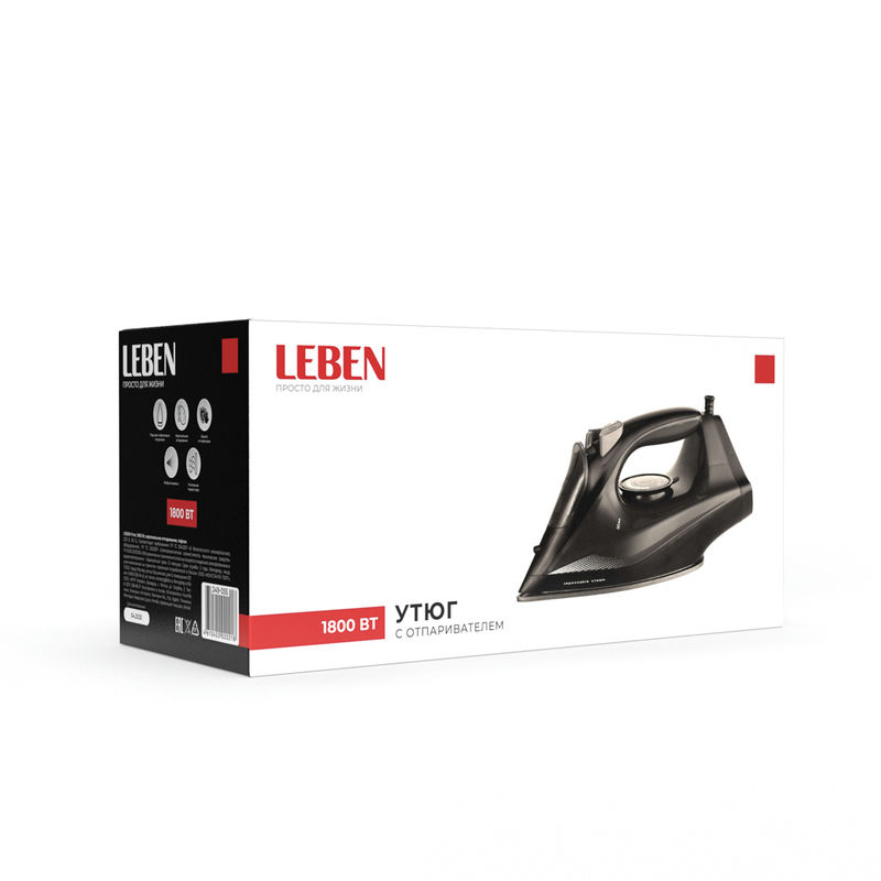 Утюг тефлон. покрытие 1800Вт вертик.отпаривание LEBEN (10шт) - 249-055