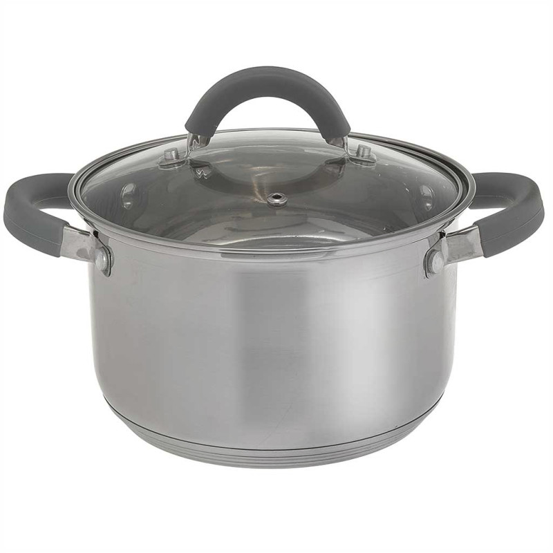 Кастрюля нерж 3л Webber PROFI grey стекл/кр д18 (6шт) - BE-357/2