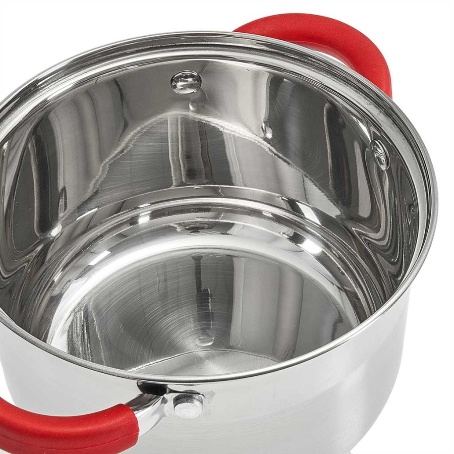 Кастрюля нерж 2,2л Webber PROFI red стекл/кр д16 (6шт) - BE-340/2