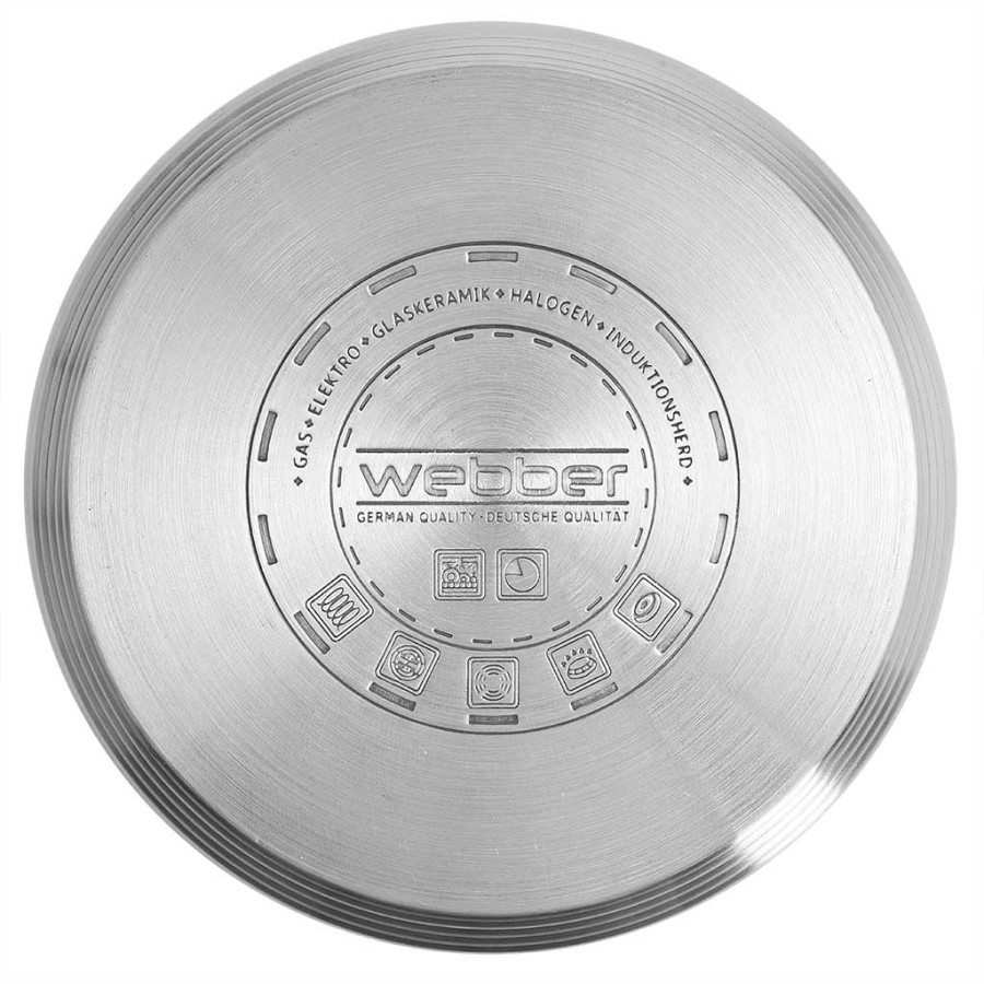Набор кастрюль нерж 6 пред Webber PROFI Red (2,2л 3л 4л) стекл/кр (4шт) - BE-624/6