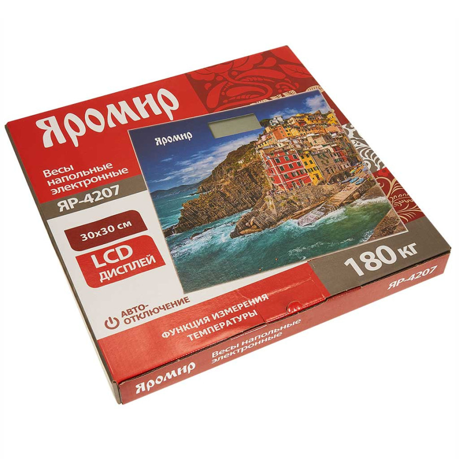 Весы напольные эл 180кг Яромир 30*30см (10шт) - ЯР-4207