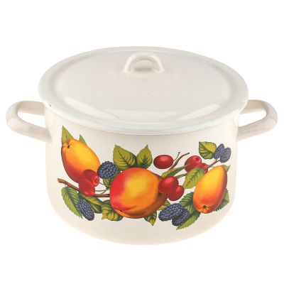 Кастрюля эмаль 12л цил. с рис Яблоки (2шт) - С1624/4Жм