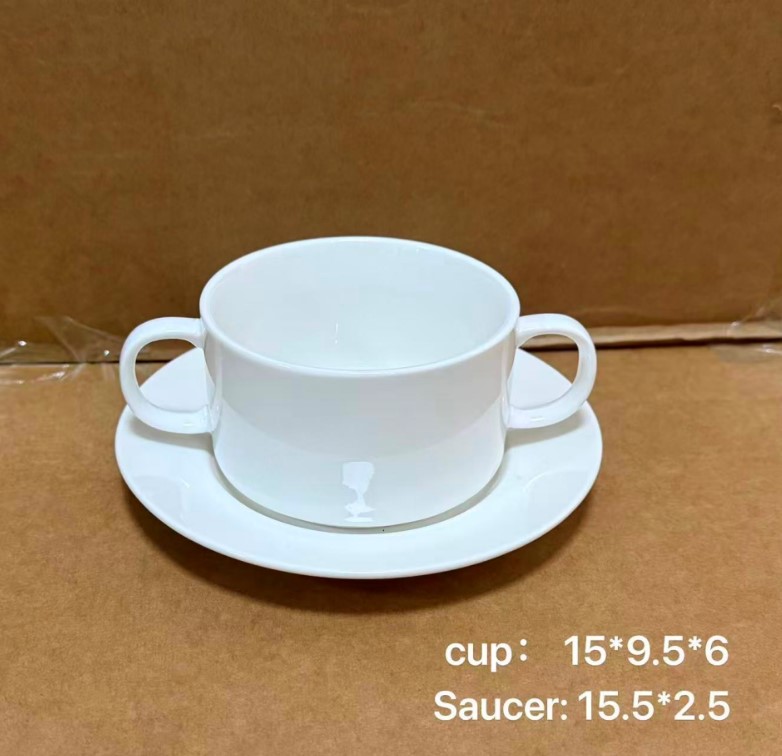 Бульонница фарфор 15*10*6см с блюдцем 15,5см Белый DR-1185 (16шт) - 753611