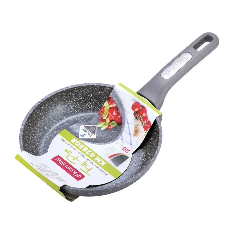 Сковорода АП д20*4,5см Серый мрамор ручка софтач индукция (6шт) - KM-4285GR