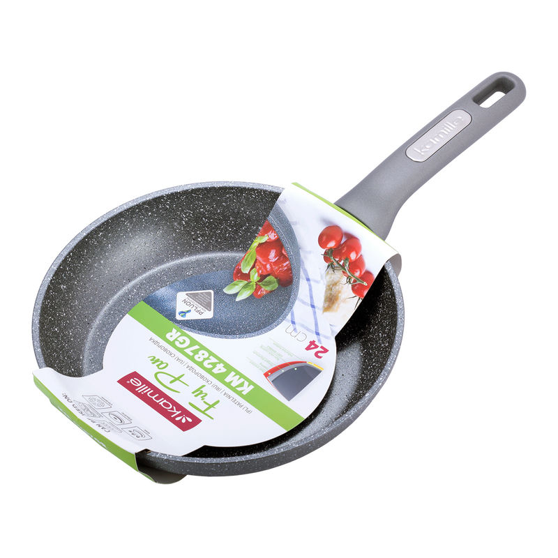 Сковорода АП д24*5см Серый мрамор ручка софтач индукция (6шт) - KM-4287GR