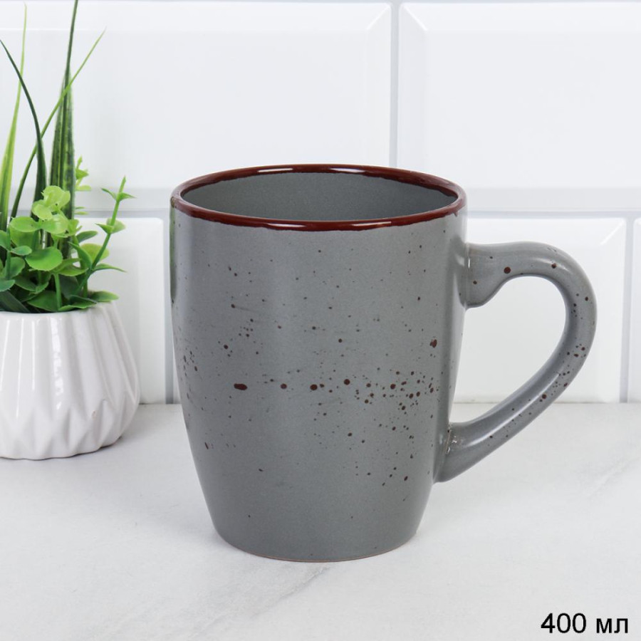 Кружка керамика 400мл Темно-серый с точками 12OZ CS-600 (6/24шт) - 755806