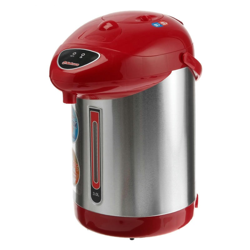 Термопот 3,0л 750Вт Sakura нерж сталь, красный/металл (6шт) - SA-352RS
