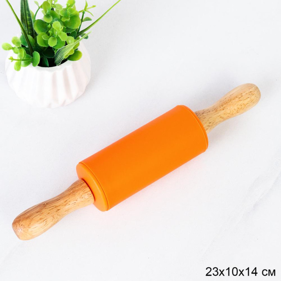 Скалка силикон дерево 23*10*4см мини оранж RS-987 (150шт) - 734987