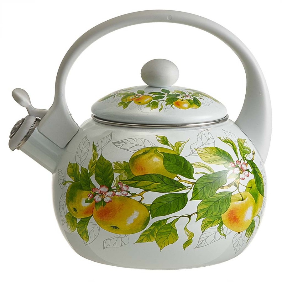 Чайник эмаль 2,5л со свист. Яблоки (12шт) ЕМ-1350