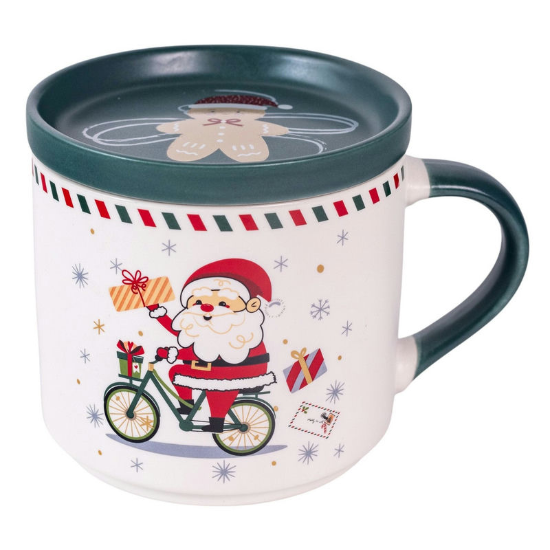 Кружка фарфор 400мл SANTA BIKE Новогодняя (6шт) - DMM038 (в)