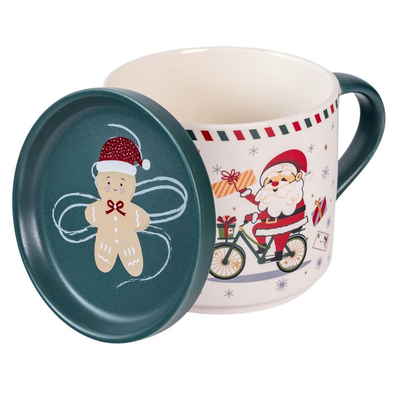 Кружка фарфор 400мл SANTA BIKE Новогодняя (6шт) - DMM038 (в)
