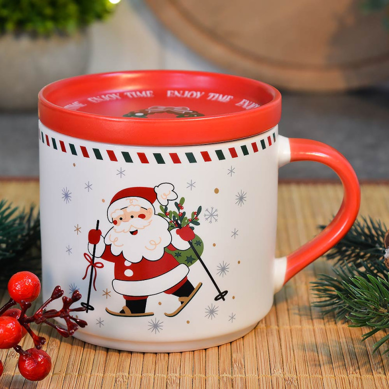 Кружка фарфор 400мл SANTA SKI Новогодняя (6шт) - DMM037 (в)