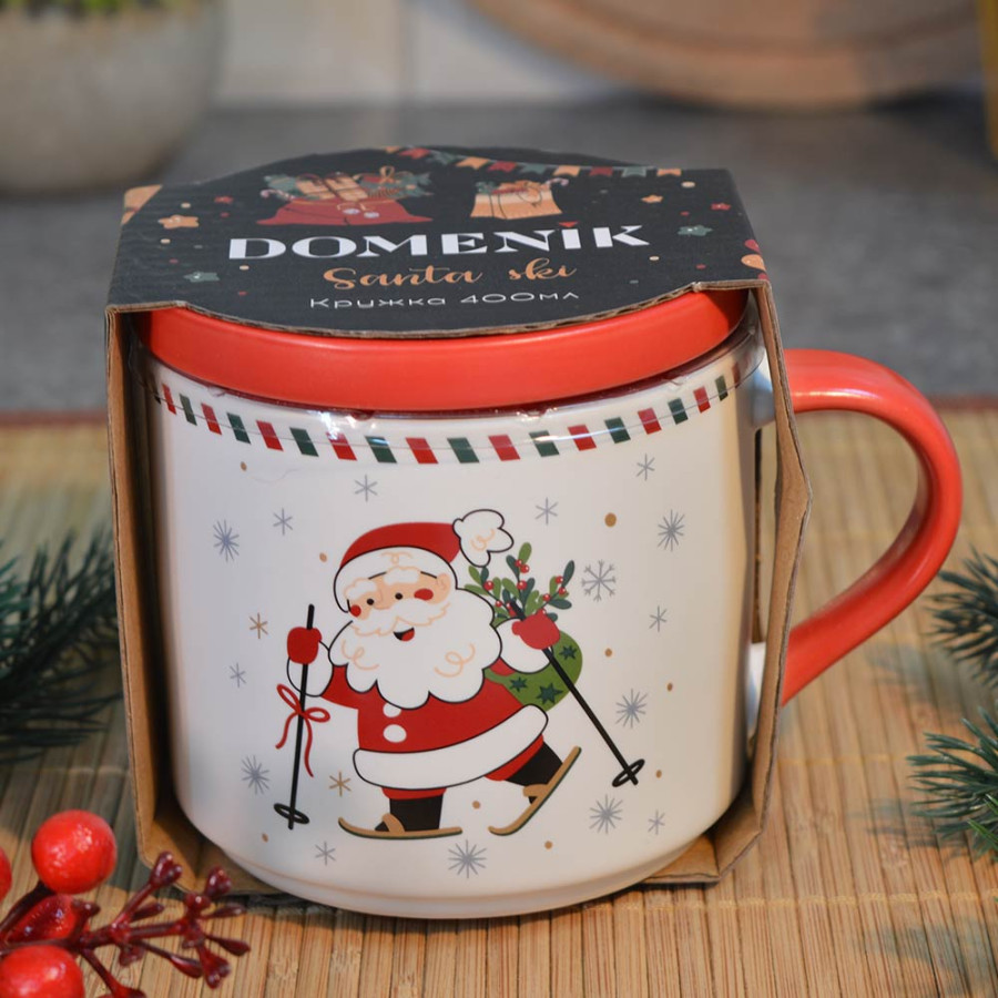 Кружка фарфор 400мл SANTA SKI Новогодняя (6шт) - DMM037 (в)