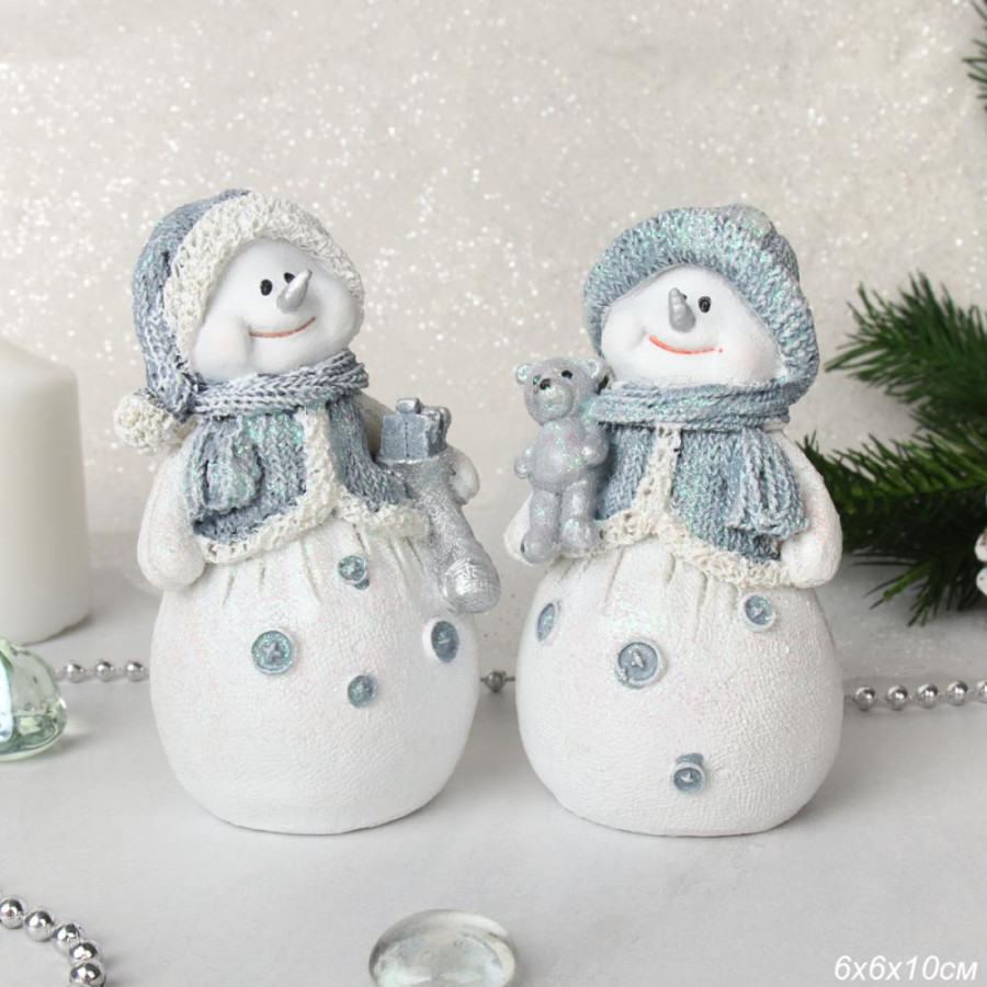 Фигурка полимер 10см Снеговик Новогодняя L2132 (120шт) - 732528