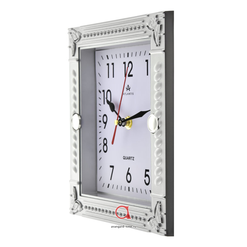 Часы настенные Atlantis прямоугольные 18,5х21,1см (20шт) - TLD-6303 silver**
